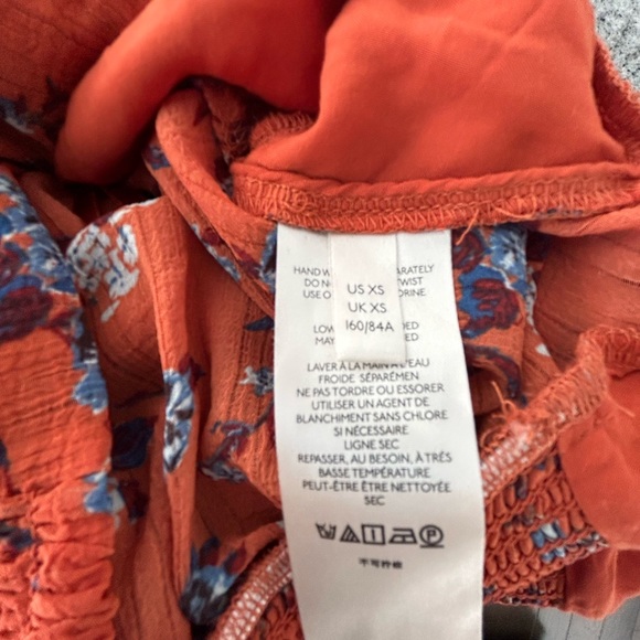 NWT Free People Final Rose V neck Blouse Rust Combo XS - Picture 9 of 10